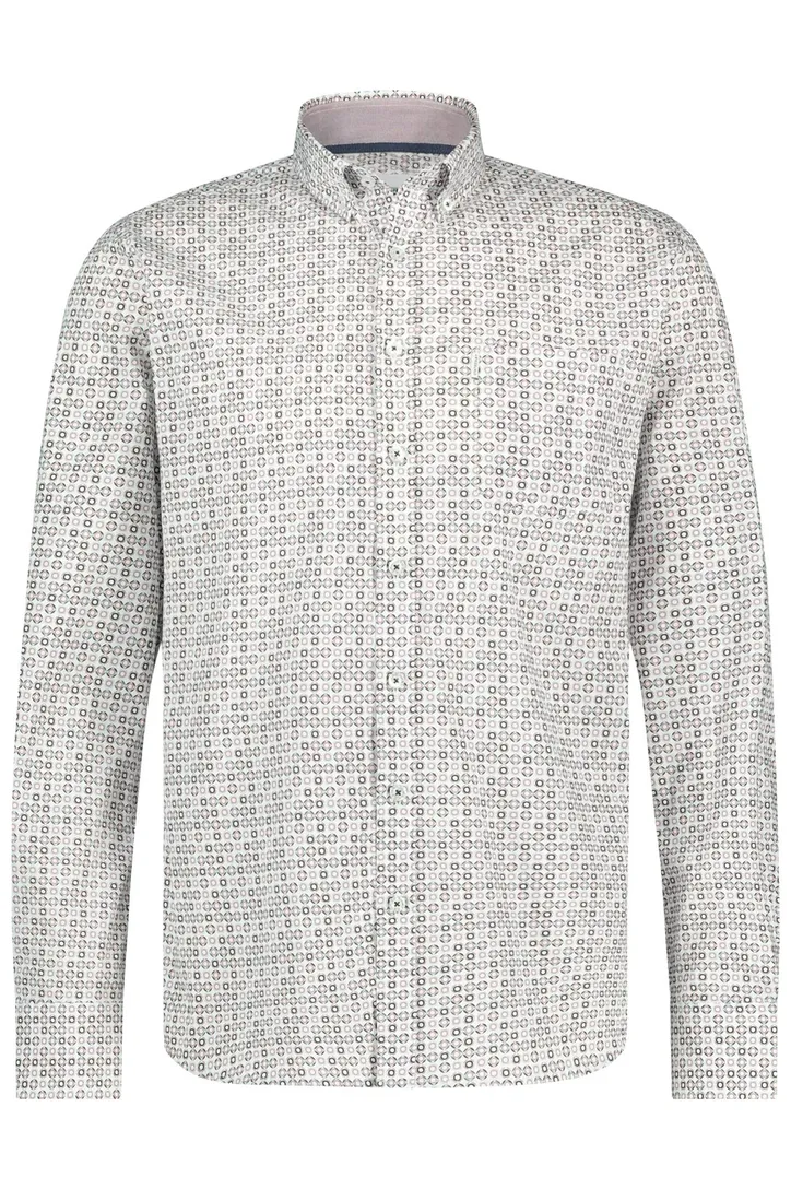State of Art casual overhemd wijde fit roze geprint button-down boord