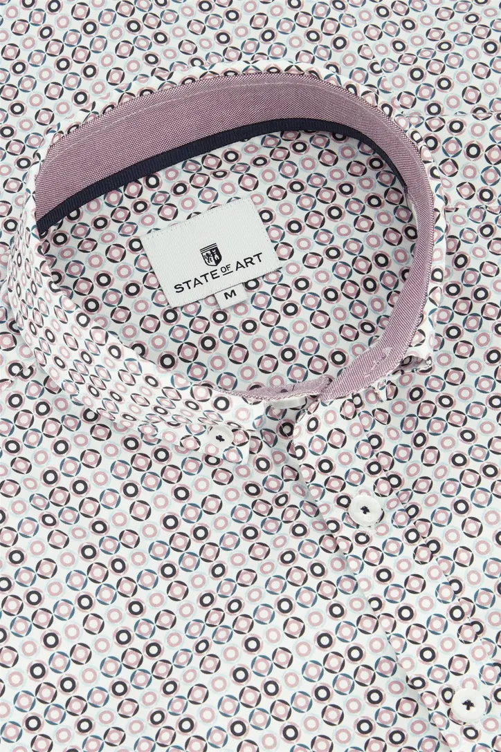 State of Art casual overhemd wijde fit roze geprint button-down boord