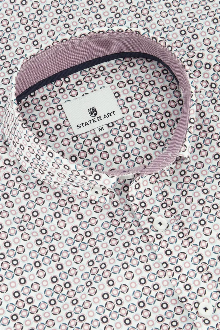 State of Art casual overhemd wijde fit wit roze geprint