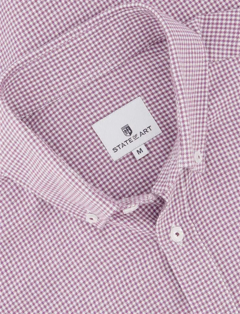 State of Art casual overhemd roze geruit wijde fit katoen