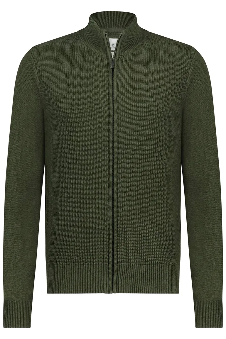 Groene State of Art vest opstaande kraag katoen