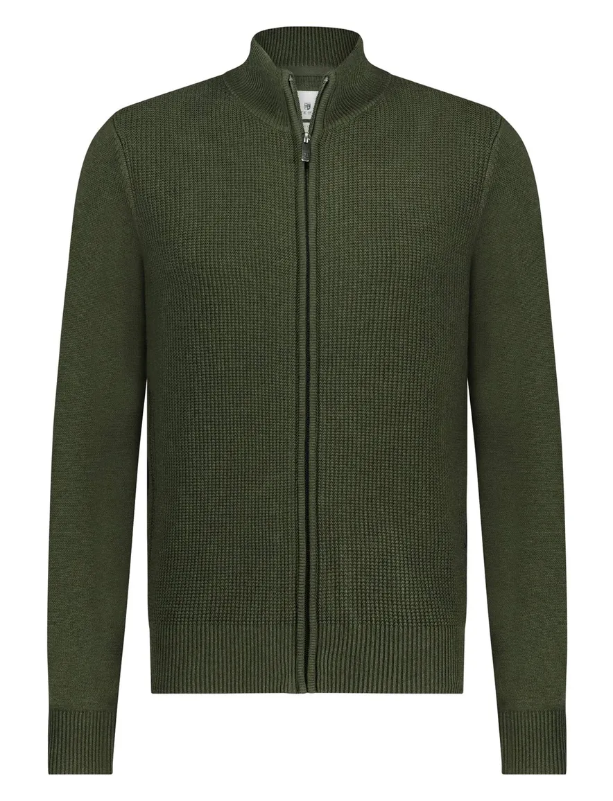 Groene State of Art vest opstaande kraag katoen