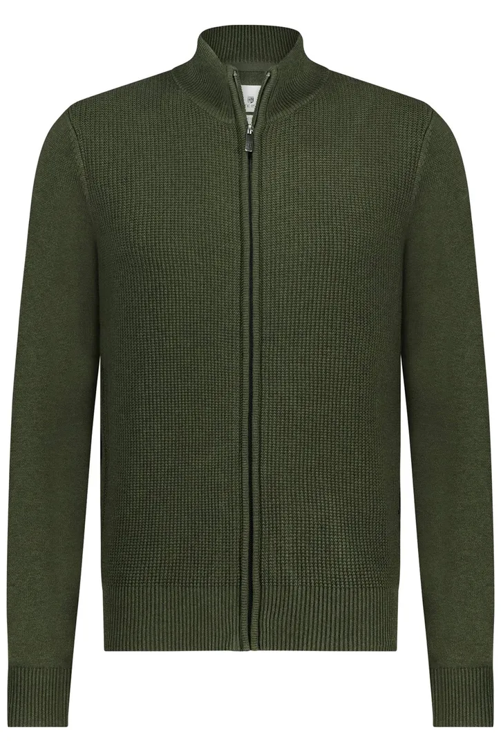 State of Art vest opstaande kraag katoen groen