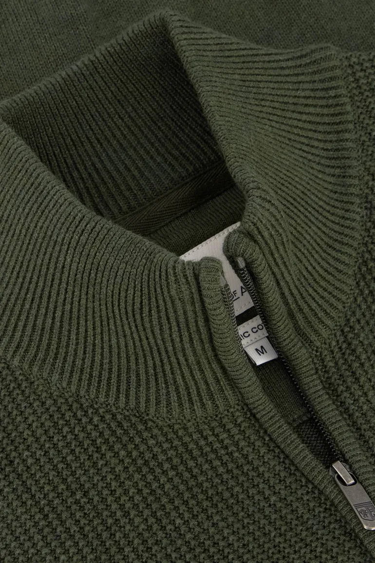 Groene State of Art vest opstaande kraag katoen