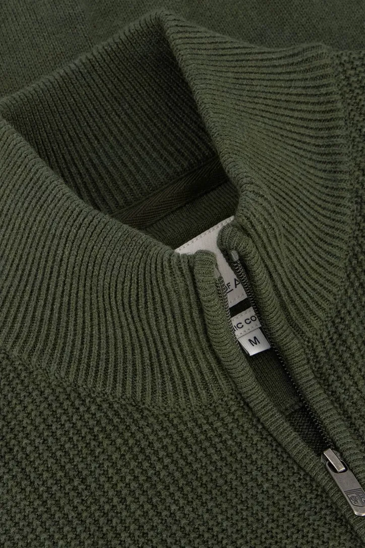 State of Art vest opstaande kraag katoen groen