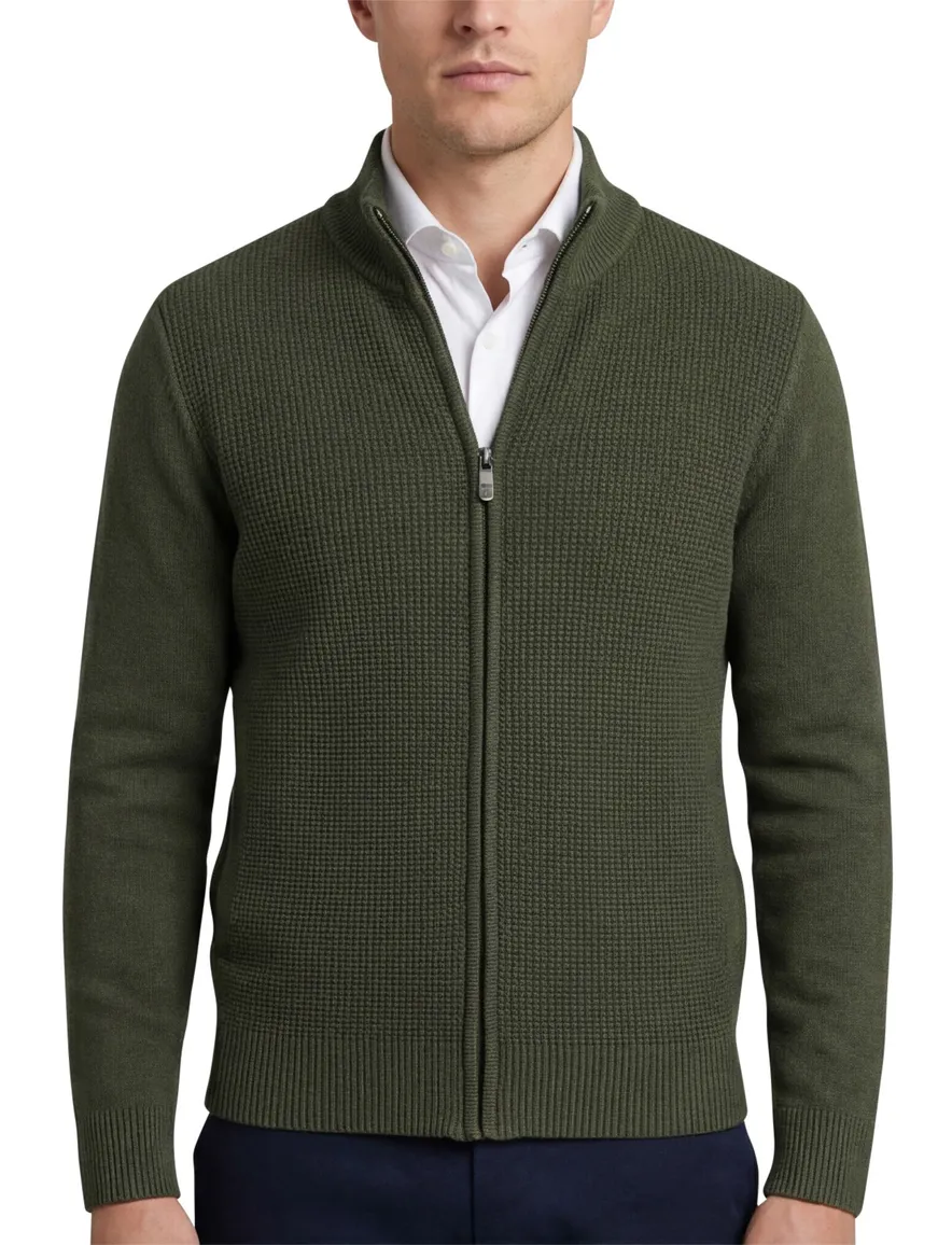 Groene State of Art vest opstaande kraag katoen