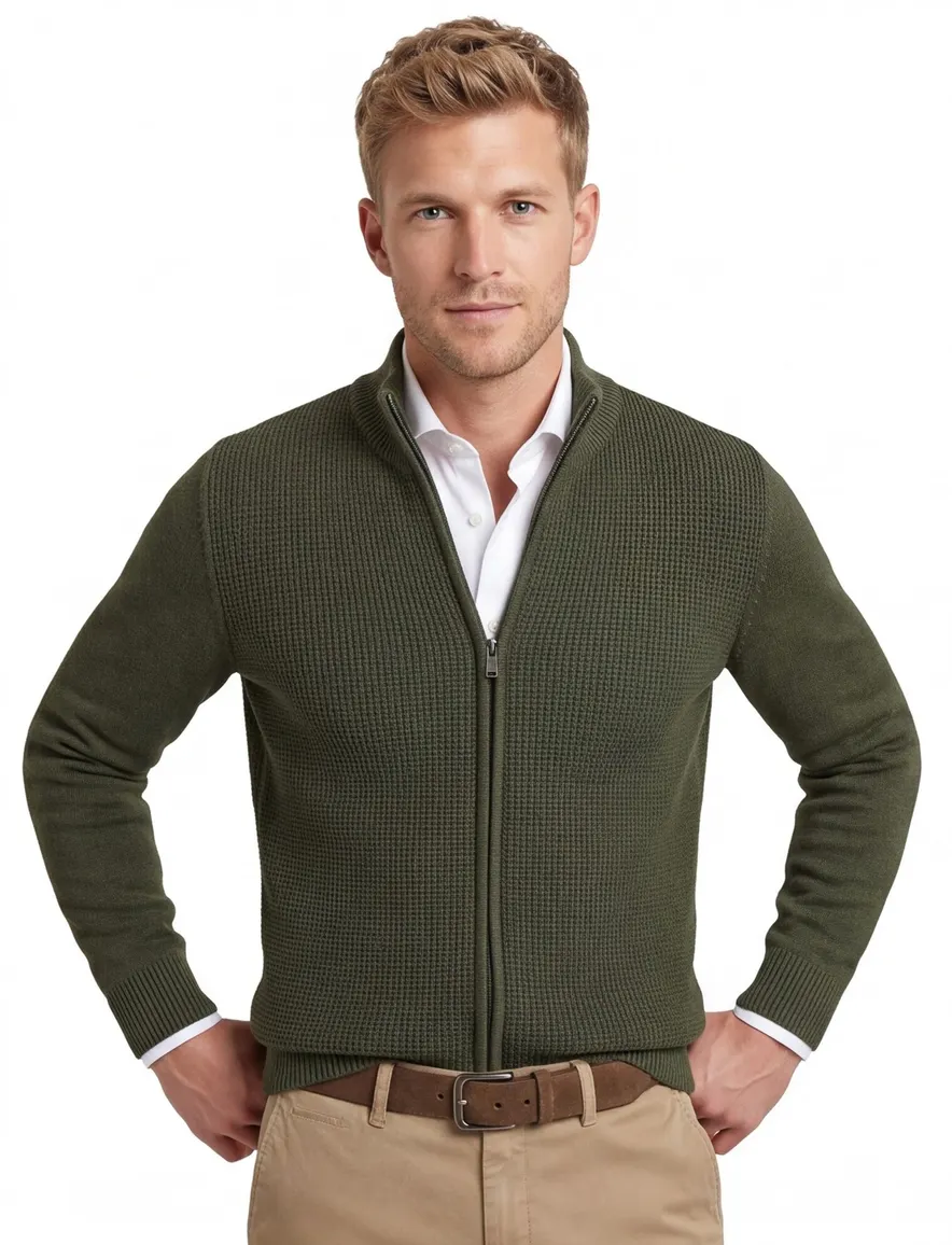 Groene State of Art vest opstaande kraag katoen