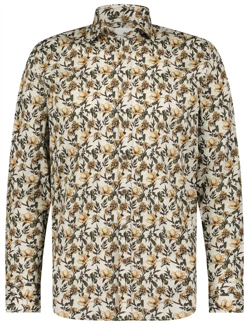 Geel State of Art casual overhemd normale fit geprint