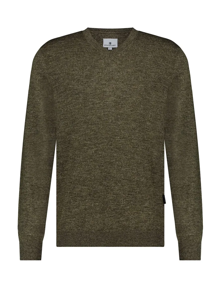 State of Art trui khaki v-hals katoen