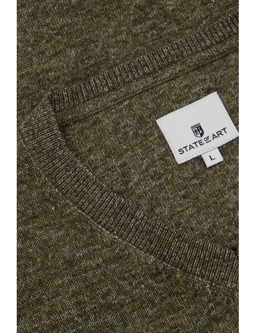 State of Art trui khaki v-hals katoen
