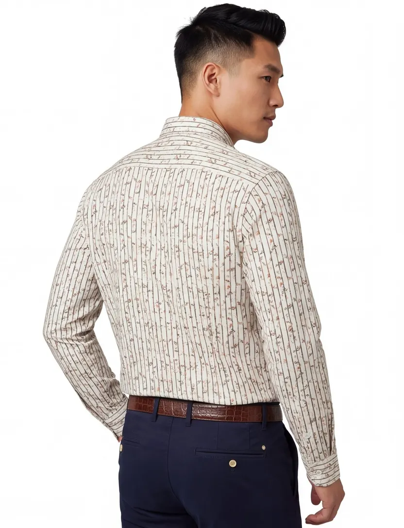 State of Art casual overhemd wijde fit groen geprint