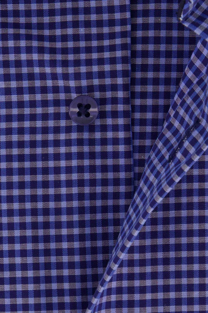 Eterna casual overhemd Comfort Fit blauw geruit katoen ml5