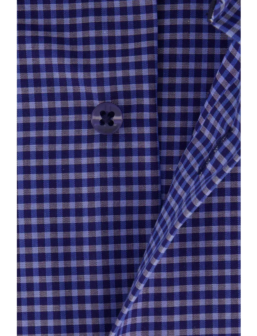 Eterna casual overhemd Comfort Fit blauw geruit katoen ml5