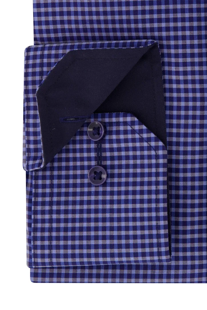 Eterna casual overhemd Comfort Fit blauw geruit katoen ml5