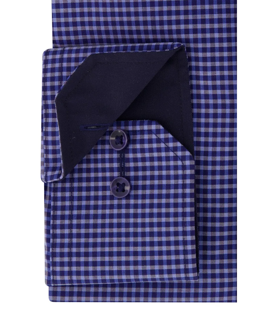 Eterna casual overhemd Comfort Fit blauw geruit katoen ml5