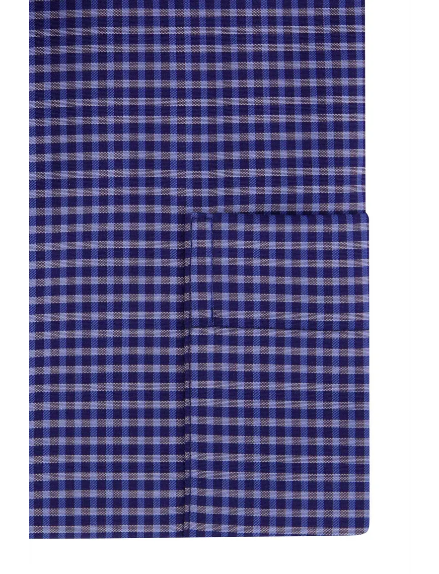 Eterna casual overhemd Comfort Fit blauw geruit katoen ml5