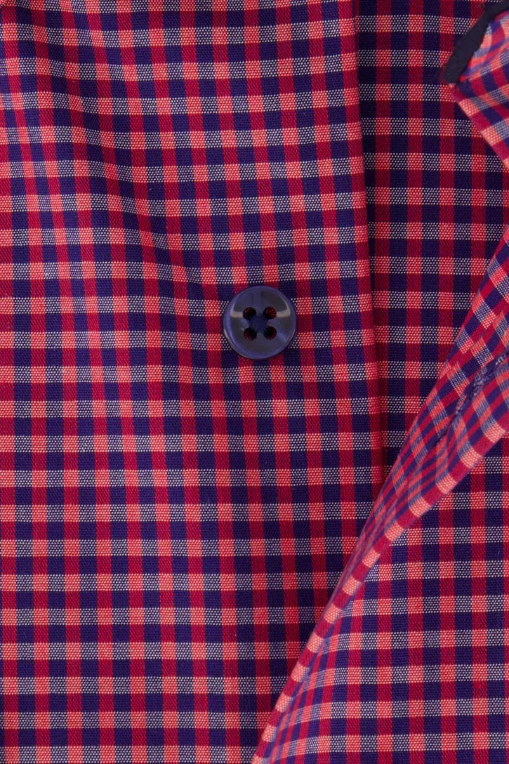 Eterna casual overhemd Comfort Fit roze blauw geruit katoen