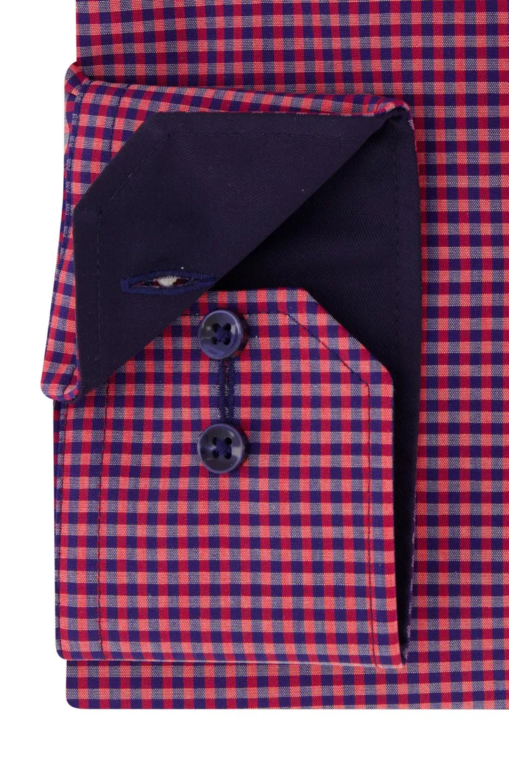 Eterna casual overhemd Comfort Fit roze blauw geruit katoen