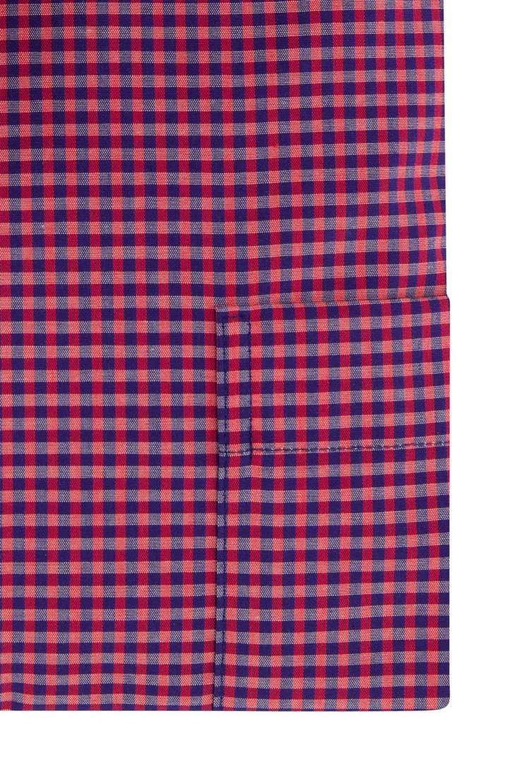 Eterna casual overhemd Comfort Fit roze blauw geruit katoen