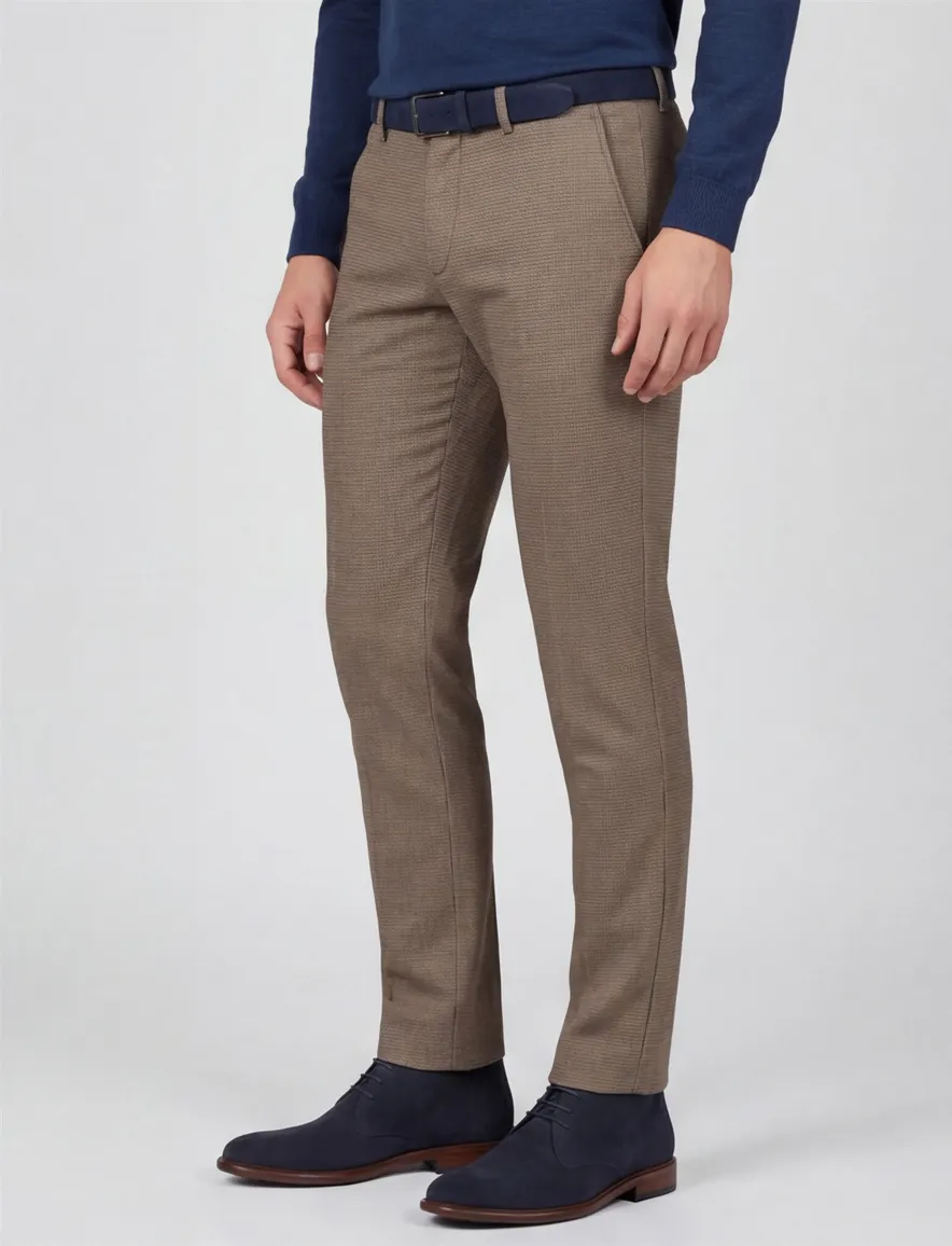 Gardeur chino bruin geruit slim fit katoen