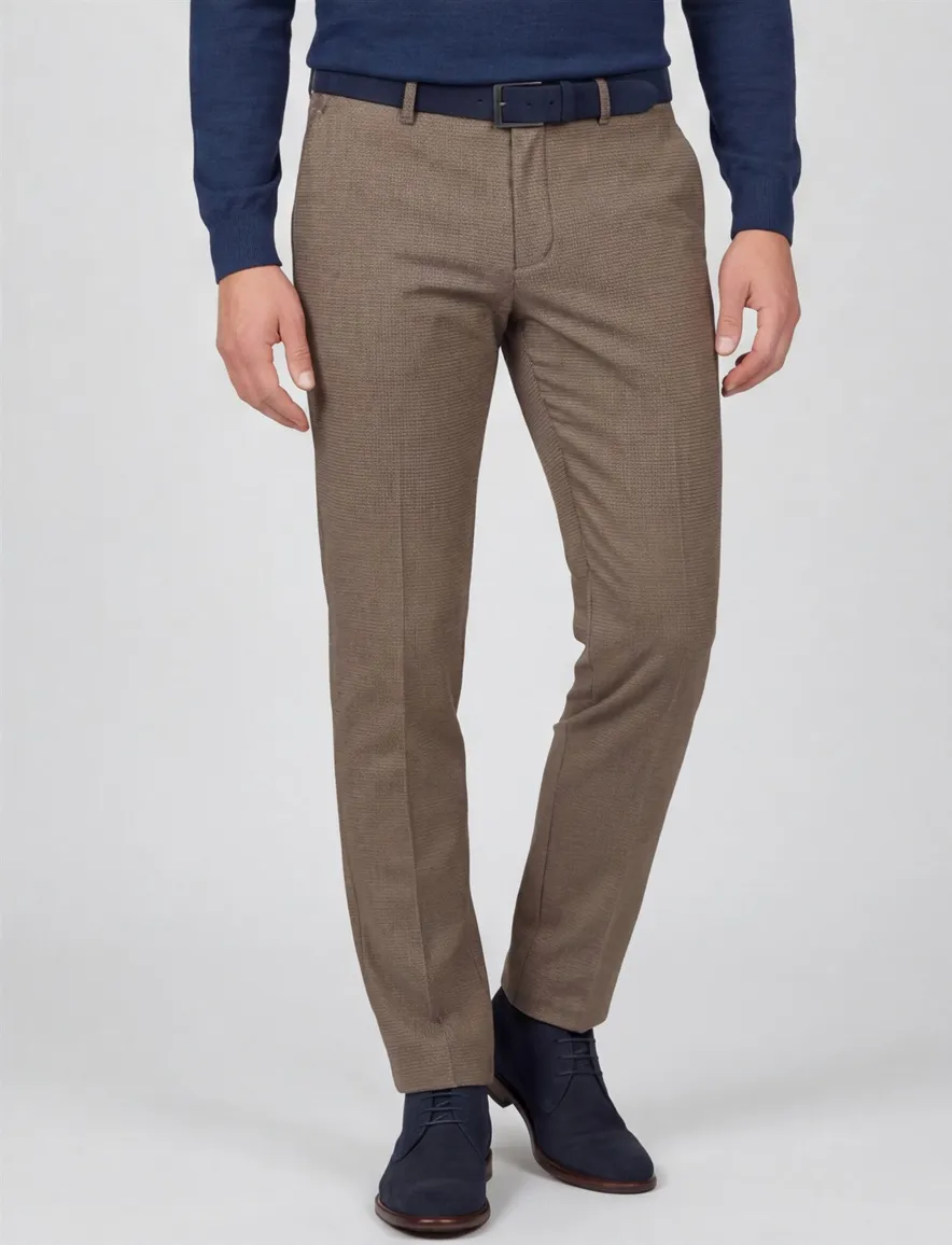 Gardeur chino bruin geruit slim fit katoen