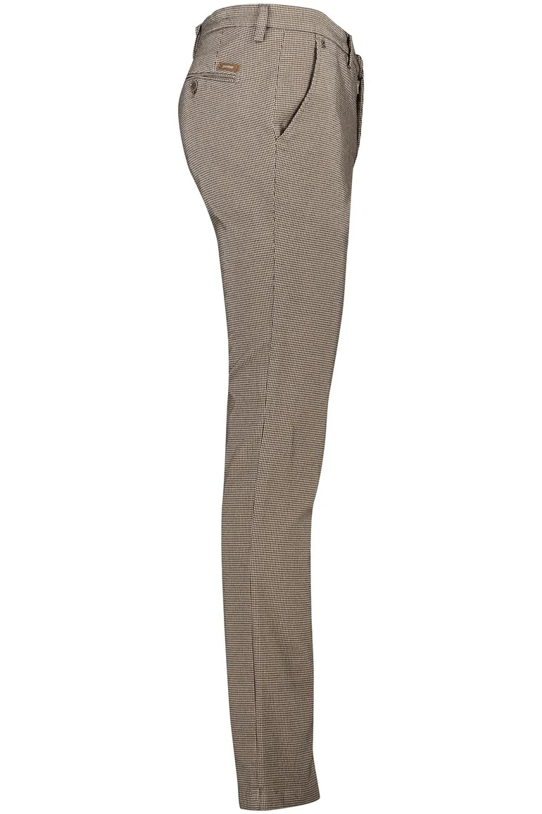 Gardeur chino bruin geruit slim fit katoen