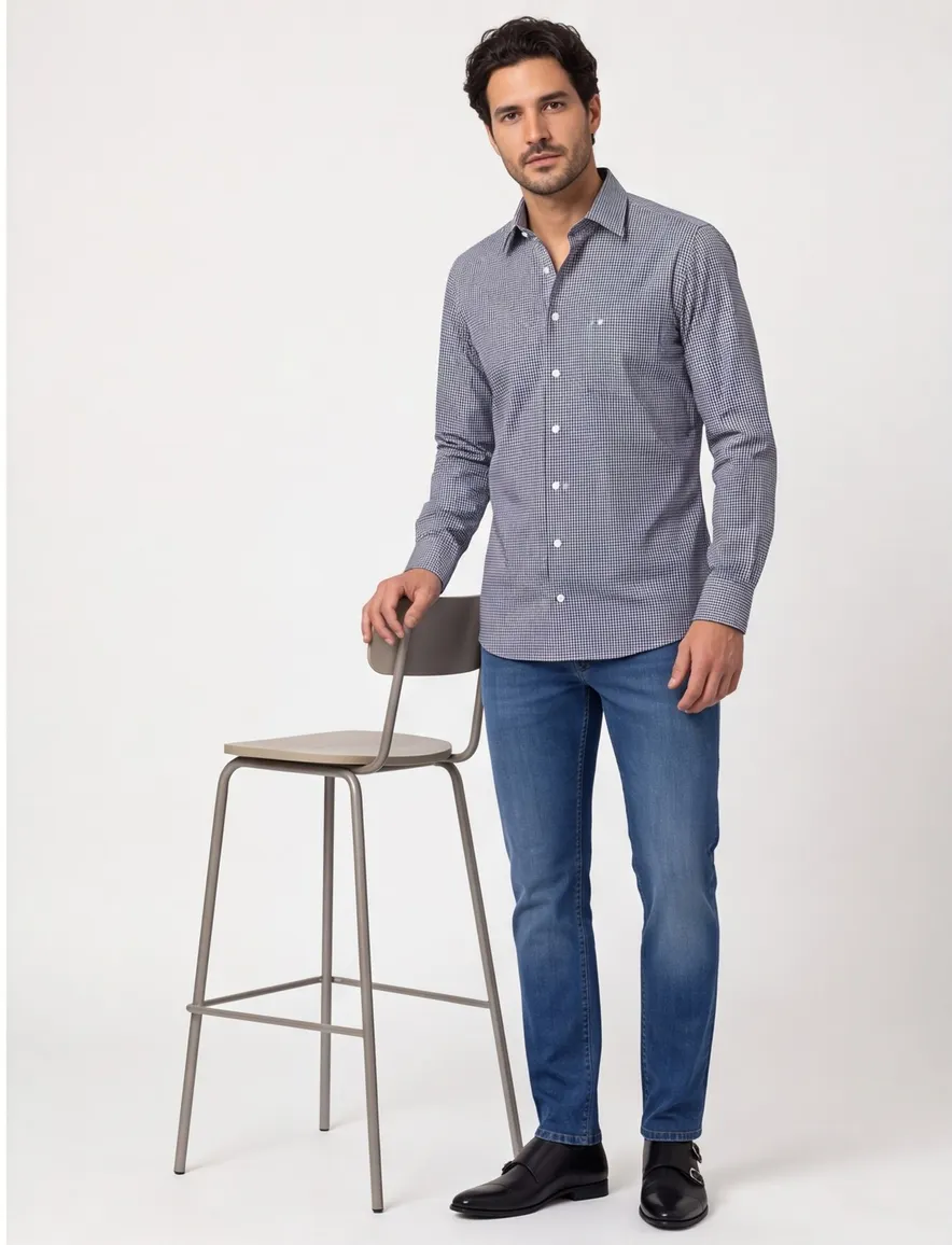 Casa Moda overhemd grijs geruit
