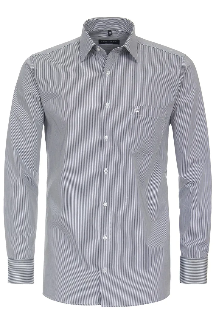 business overhemd Casa Moda normale fit donkerblauw wit gestreept katoen