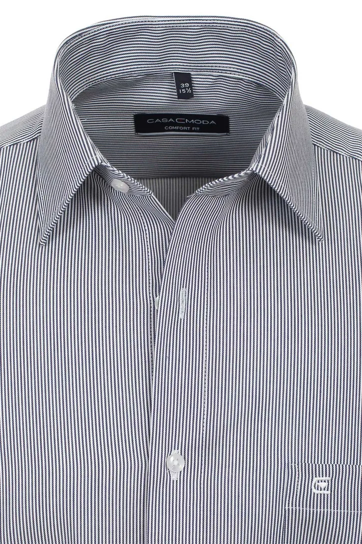 business overhemd Casa Moda normale fit donkerblauw wit gestreept katoen