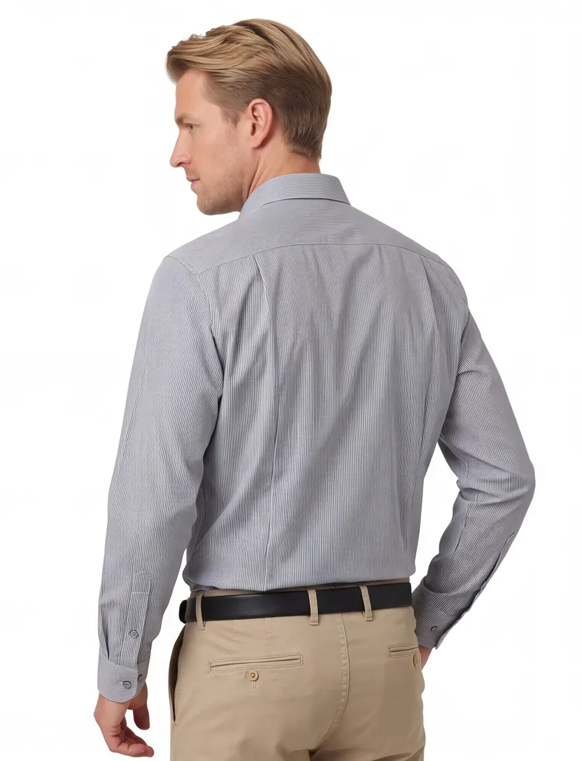business overhemd Casa Moda normale fit donkerblauw wit gestreept katoen