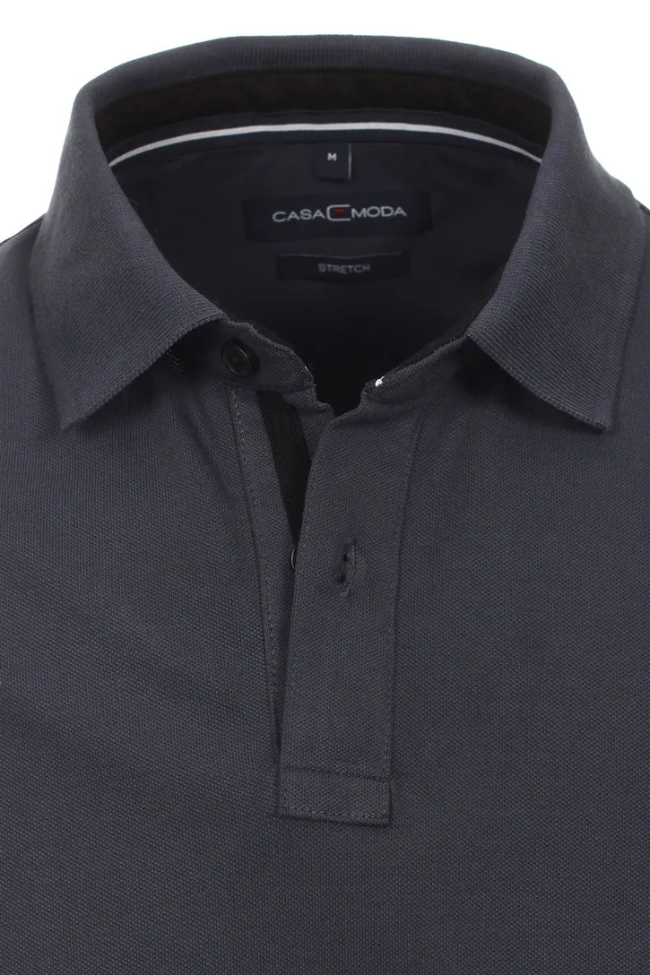 polo Casa Moda normale fit grijs effen katoen