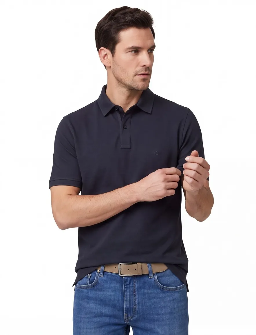 Casa Moda polo normale fit grijs effen katoen
