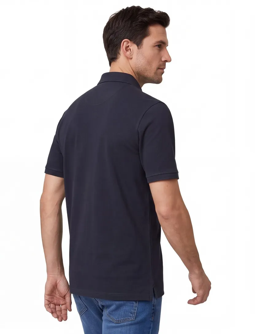 polo Casa Moda normale fit grijs effen katoen