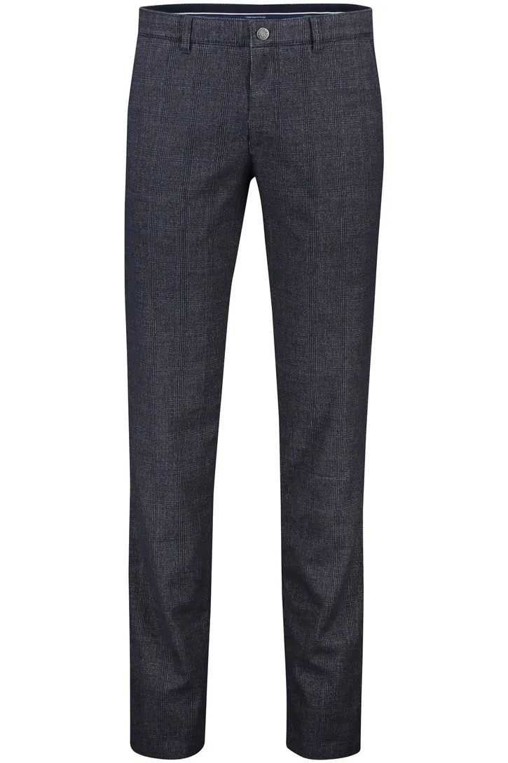 COM4 Modern katoenen chino donkerblauw effen