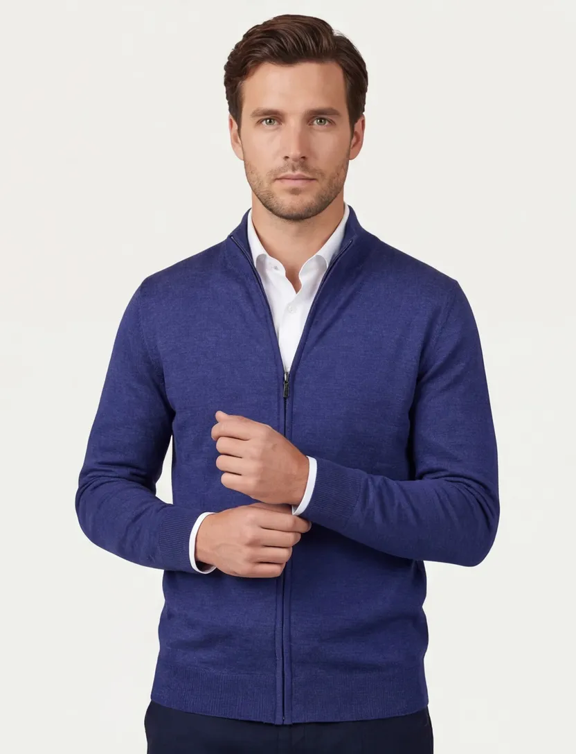 Portofino vest opstaande kraag wol blauw