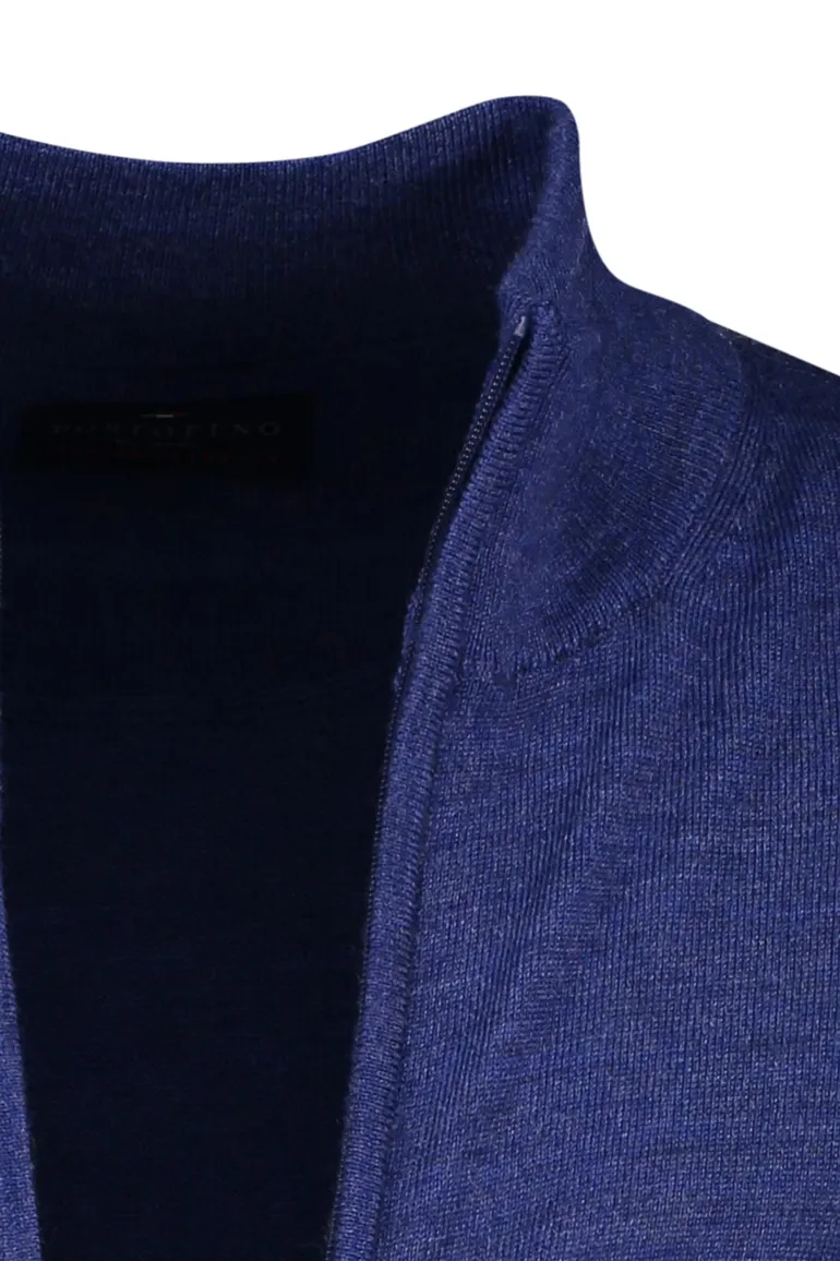 Portofino wollen vest opstaande kraag blauw
