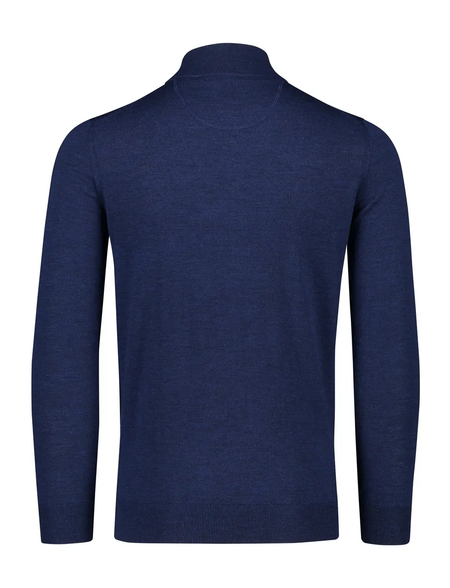 Wollen Portofino vest opstaande kraag donkerblauw