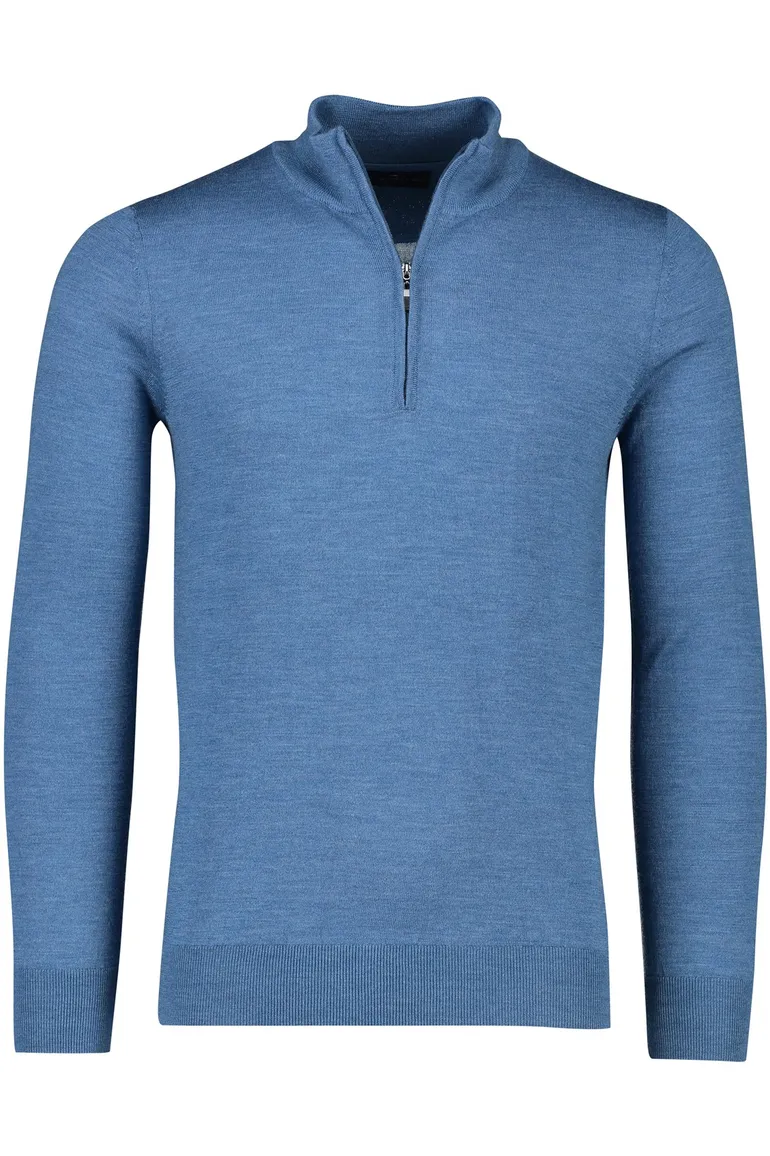 Portofino trui opstaande kraag blauw wol