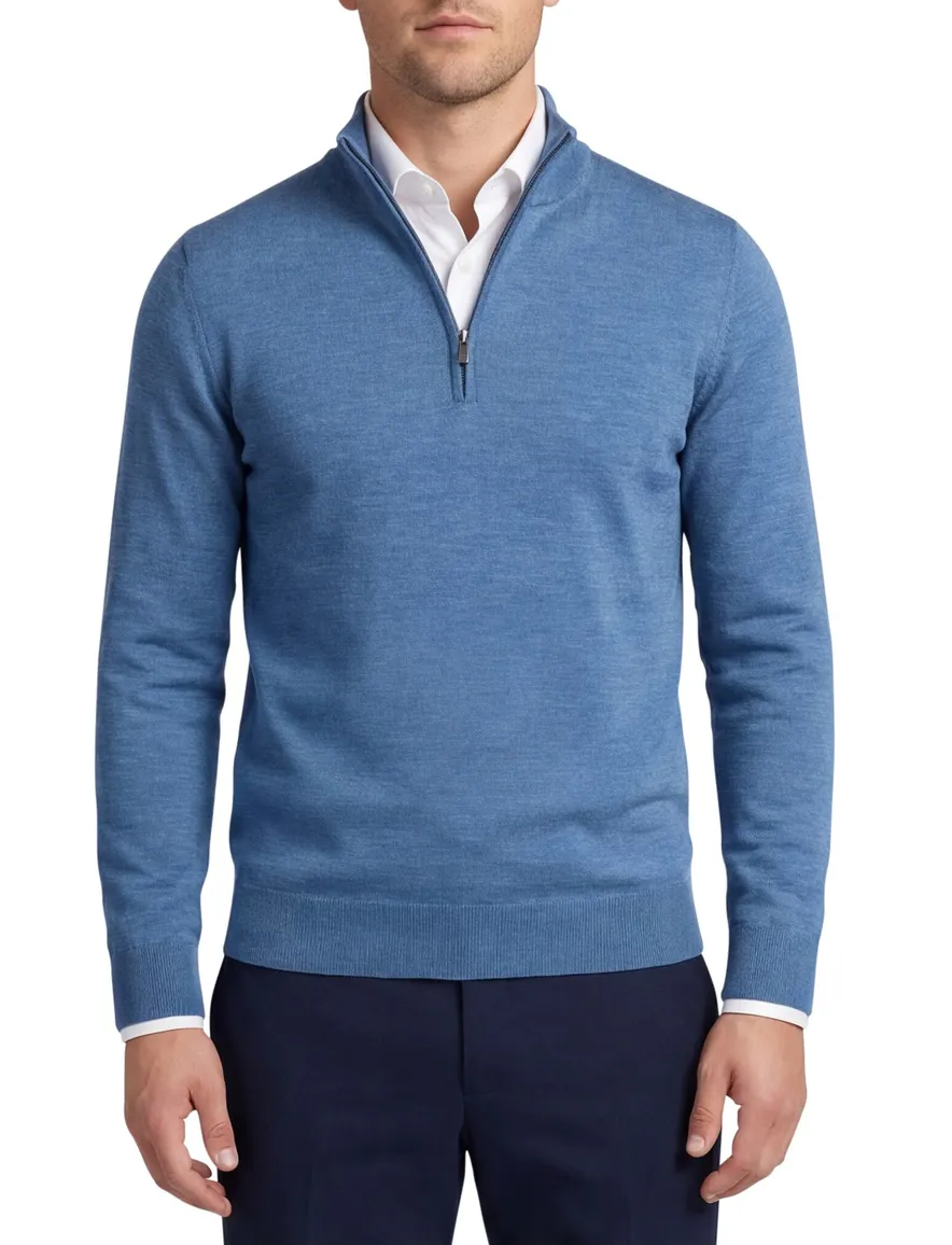 Portofino trui opstaande kraag blauw wol