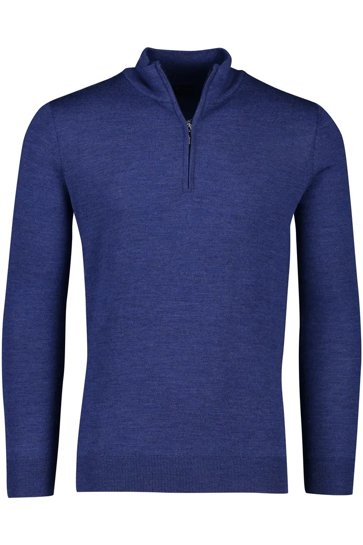 Portofino trui wol opstaande kraag blauw
