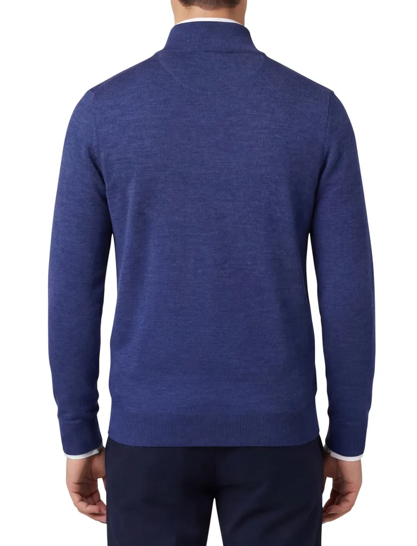 Portofino trui wol opstaande kraag blauw