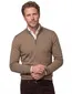 Wollen Portofino trui opstaande kraag beige