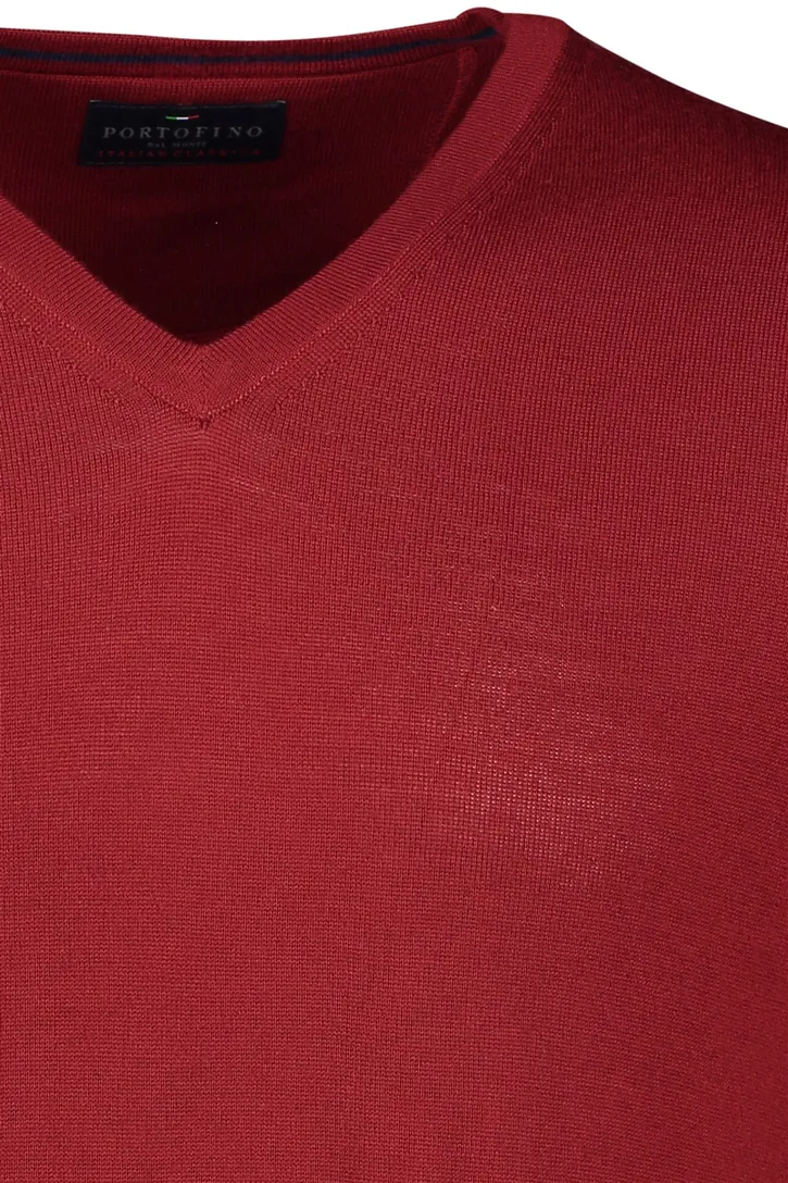 Portofino wollen trui rood v-hals