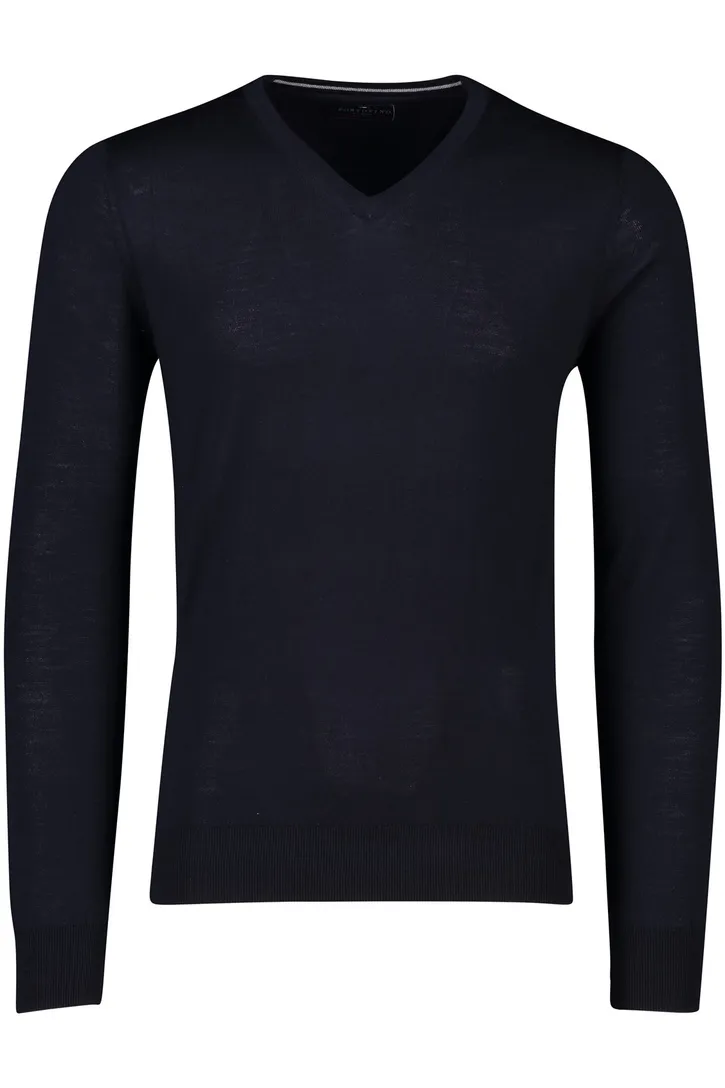 Portofino donkerblauwe trui wol v-hals