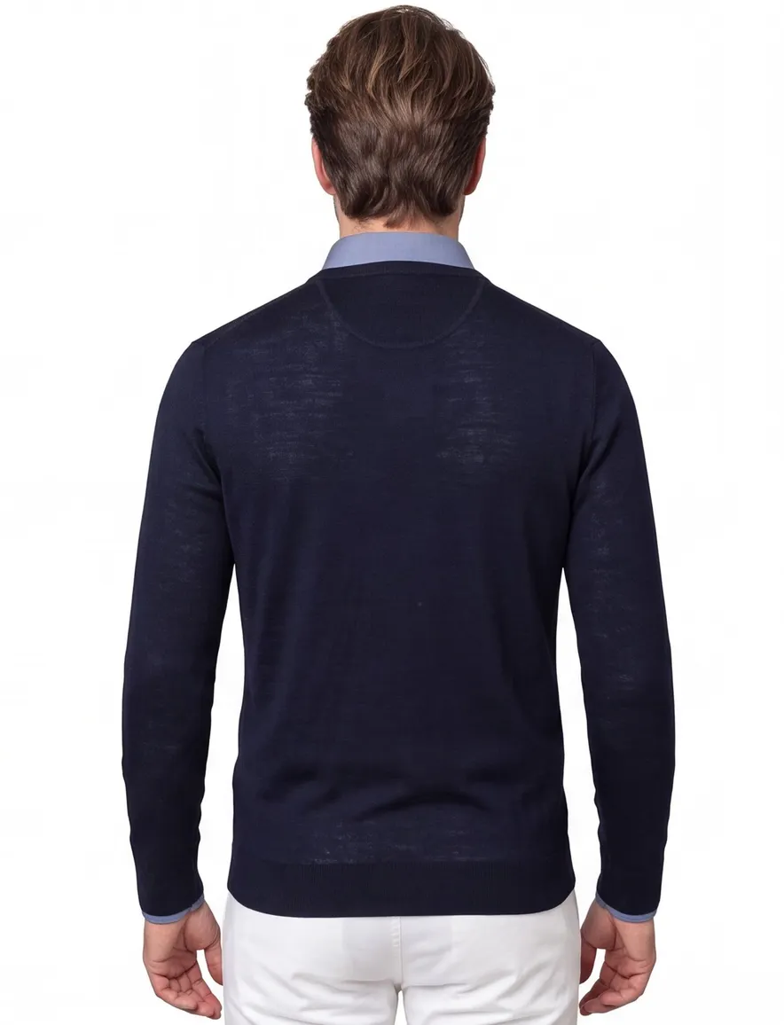 Portofino wollen trui donkerblauw
