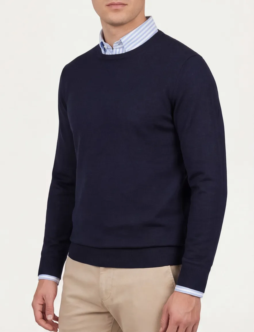Portofino trui donkerblauw ronde hals