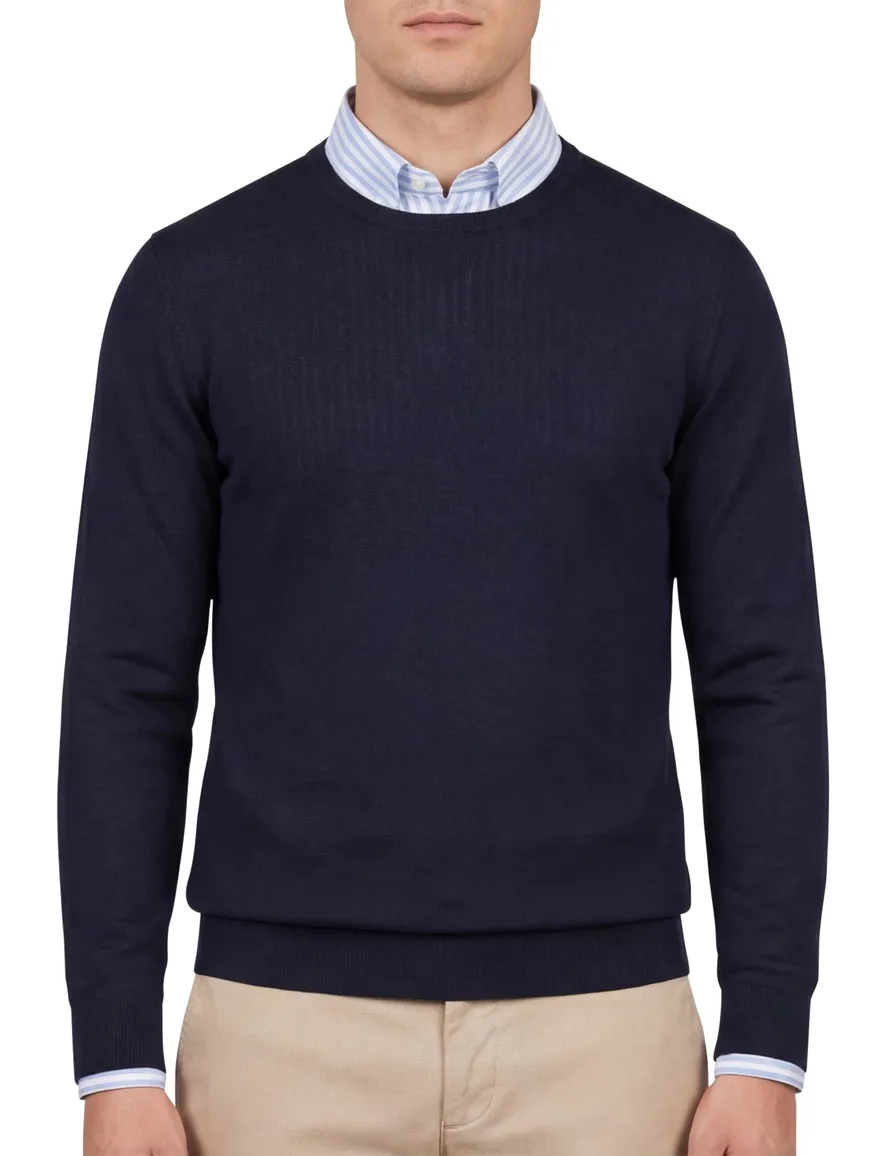Portofino trui donkerblauw ronde hals