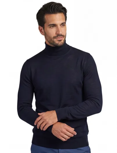 Portofino Portofino wollen coltrui donkerblauw slim fit