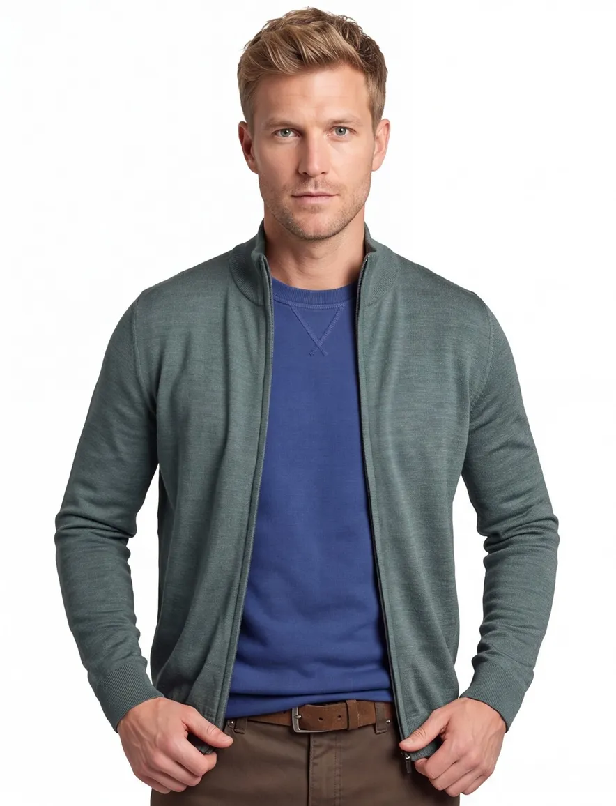 Portofino extra long wollen vest groen