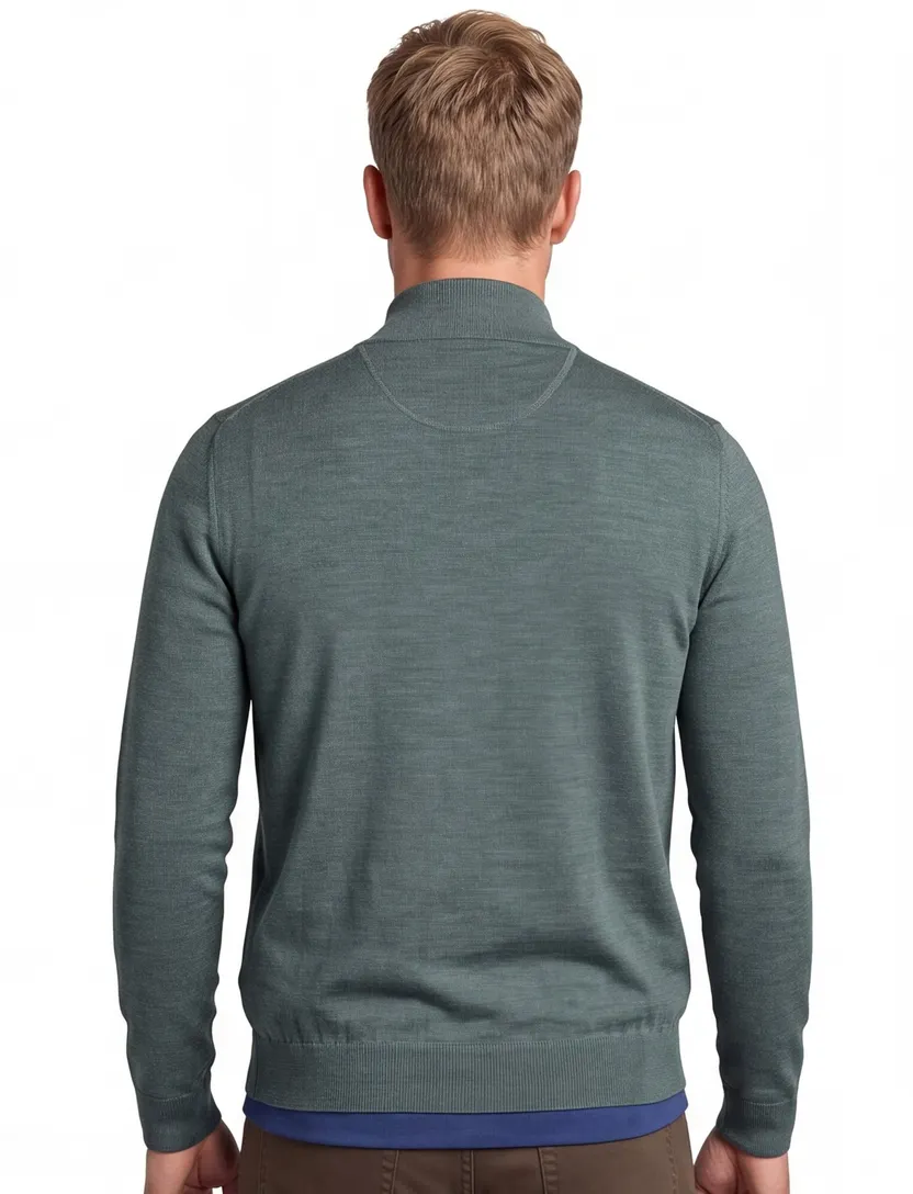 Wollen Portofino extra long vest groen rits